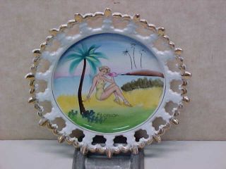 Vintage Old Florida Pin - Up 7 " Souvenir Plate