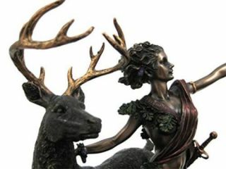 Greek Artemis Goddess Moon Diana With Antler Statue 10 