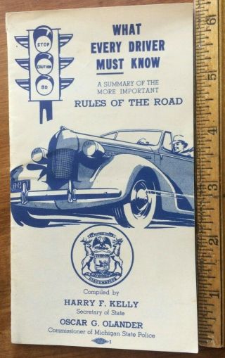 1939 Michigan State Police Rules Of The Road What Every Driver Must Know