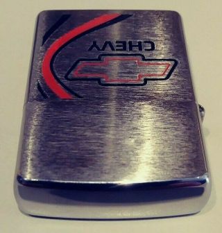 NOS 2009 Zippo Chevy bowtie brushed chrome lighter red black never filled/used 8