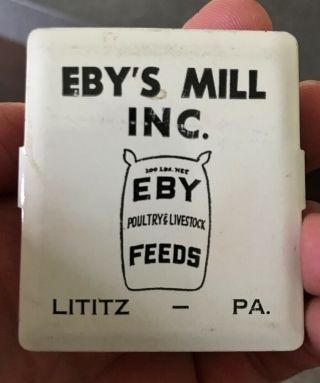 Eby’s Mill Inc.  Metal Bag Clip Advertising 1950s Lititz Pa Rare
