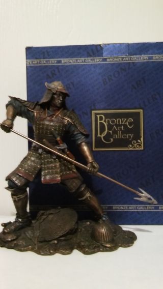 9 Inch Bronze Samurai Warrior With Spear By Bronze Art Gallery