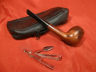 Vintage Tobacco Smoking Pipe,  Accessories And Leather Pouch