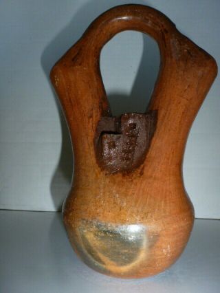 Vintage Native American Wedding Vase Clay Pottery Navajo Vessel 1960 Signed