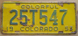 Colorado 1953 Conejos County Truck License Plate 25t547
