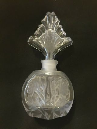 Vintage Estate Lalique Style Frosted Glass Perfume Bottle Tall Spire
