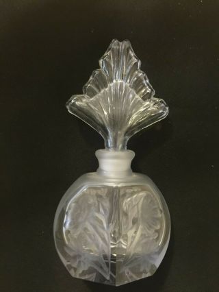 VINTAGE ESTATE LALIQUE STYLE FROSTED GLASS PERFUME BOTTLE TALL SPIRE 2