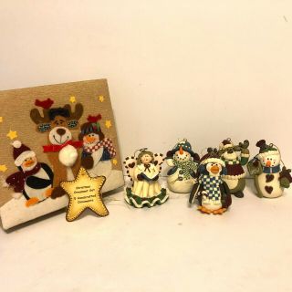 Christmas Ornaments Set Of 5 Polymer Clay With Decorated Box