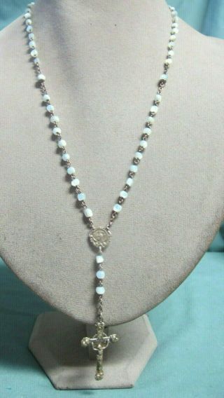 Vintage H L K & Co Mother Of Pearl 57 Bead Rosary