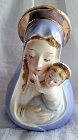 Vintage Madonna And Child Baby Jesus Statue Planter Giftwares Christmas Catholic