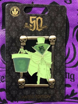 Disney Pin Haunted Mansion 50th Anniversary Hatbox Ghost Lenticular Le 1500