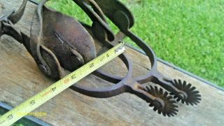 VINTAGE WESTERN COWBOY BOOT SPURS SET WITH ORIGONAL LEATHER BINDINGS AND ROMELS 4