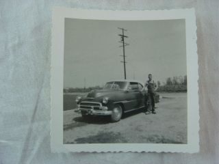 Vintage Car Photo Man W/ Roadside 1951 Chevrolet Chevy Automobile 789