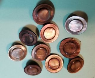 10 Dark Mother Of Pearl Layered Buttons W/metal Shanks - 1 " Across