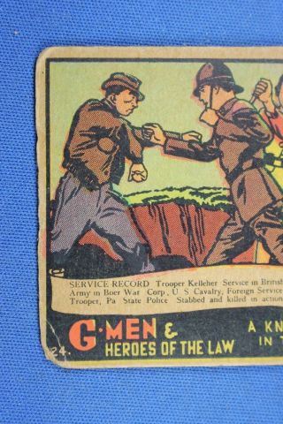 1936 Gum G - Men & Heroes of The Law - 24 A Knife Thrust In Dark -. 3