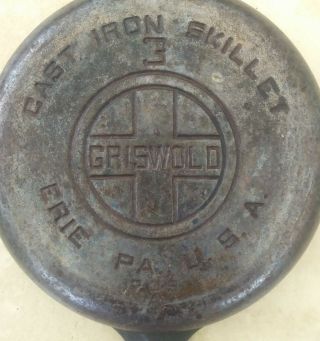 Cast Iron Griswold 3 709 A Large Letter Skillet Erie Pa.