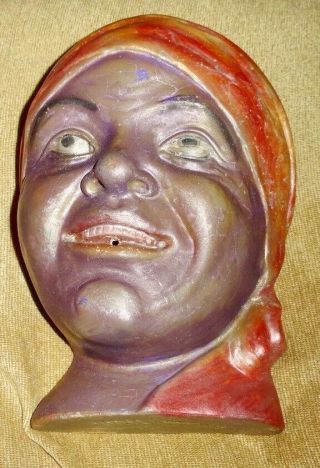 Vintage Black Americana Figurine Head Chalk Ware String Holder Rare Design Look