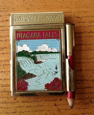 Vintage Souvenir Niagara Falls Mini Note Pad With Pencil York Canada