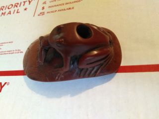 Native Frog Carved Stone Pipe Old Vintage Smoking Pipe Frogs Collectable Culture