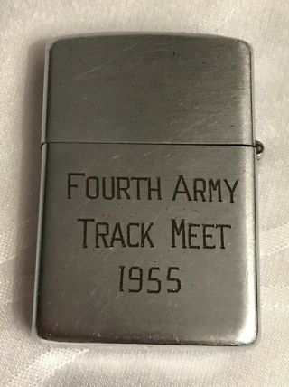 Vintage 1953 Zippo Brooke Army Medical Center Fourth Army Track Meet Lighter 2