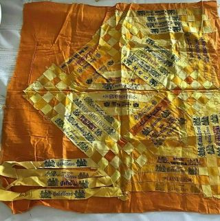 ANTIQUE SILK CIGAR BAND RIBBON QUILT Unfinished 21  x 21  circa 1900 ' s 2