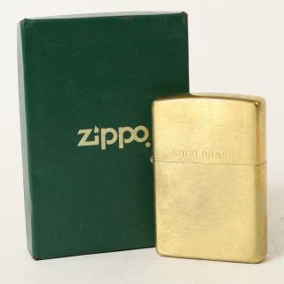 Vtg 1997 Zippo Solid Brass Lighter W/ Box & Care Instructions