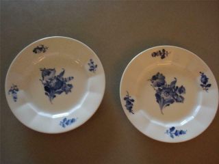 2 Royal Copenhagen Angular Blue Flower Bread / Butter Plates 8553