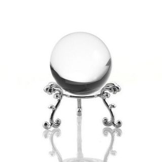 Clear Crystal Ball Sphere 60mm 2.  3 Inch With Silver Flower Stand In Gift Box