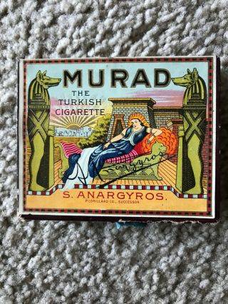 Vintage Murad Cigarette Box - Antique - Tobacco Tin - Advertising