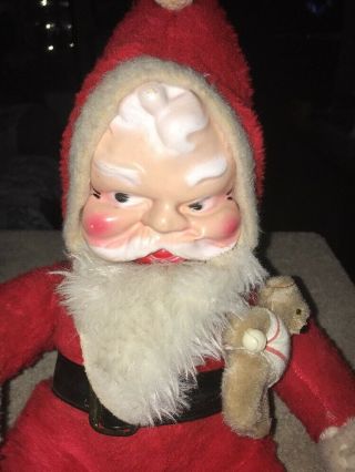 Vintage Rubber Face Plush Santa Claus Wind Up Musical
