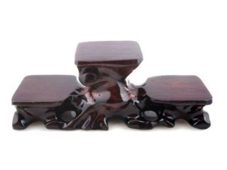 Wooden Crafted Triple Display Stand For Netsuke Snuff Bottle Figurine Home Decor
