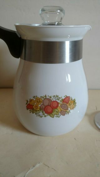 Vintage Corning Ware Stovetop Percolator 6 Cup Spice Of Life Coffee Pot P - 166 2