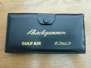 Vintage Gulf Air Backgammon Set In Plastic Case 6.  5 X 3 "