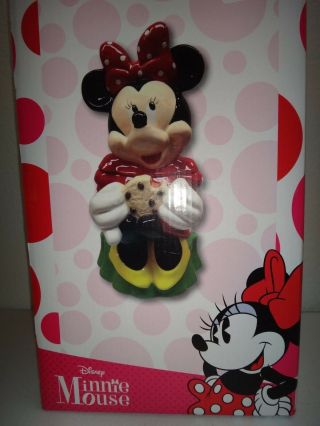 Disney Zrike Minnie Mouse Pottery Ceramic Cookie Jar Multi - Color Red Polka Dot