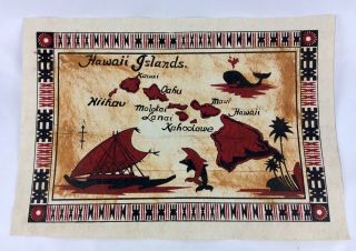 Vintage Pacific Island Hand Painted Tapa Bark Cloth 20” By 14” Hawaiian Islands.
