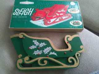Vintage Woolworth Christmas Wooden Sleigh 1966 Made In Japan