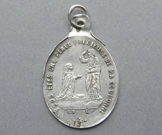 French,  Antique Religious Silver Pendant.  Saint Radegonde (clotaire).  Radegund.