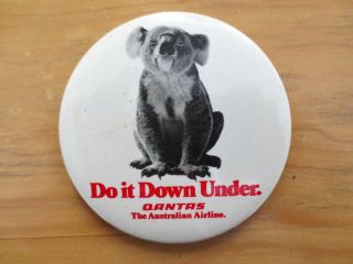 1980s Qantas Australia Airlines " Do It Down Under " Koala Pinback Button