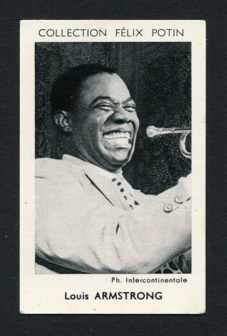 1952 Felix Potin Louis Armstrong Trade Card Rare Trumpet Player Souvenir Collect