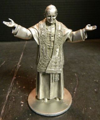 Danbury Pewter Pope John Paul Ii Figurine By David Larosa 4.  88 " X 2.  5 " Exc