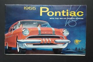 1955 Pontiac Car Sales Brochure Chieftain Star Chief Strato - Streak V8
