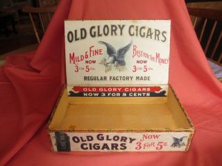 Antique Cigar Box Old Glory Cigars With Eagle Tobacco Tax Stamp - Tc111
