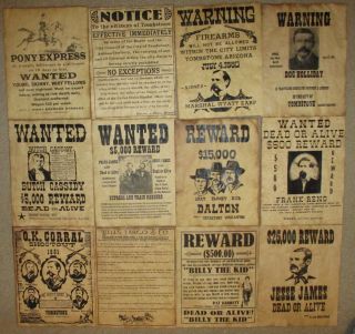 Doc Holliday Jesse James Wyatt Earp O K Corral Pony Express West Wanted Posters
