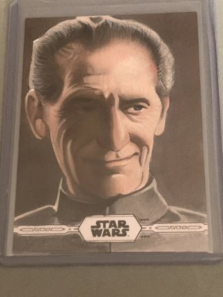 2019 Topps Chrome Star Wars Legacy Peter Cushing Sketch Auto By Dan Tearle Ssp