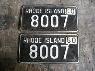 1959 59 1960 60 Rhode Island Ri License Plate Pair Yom 8007
