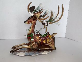 Vintage Metal Reindeer Christmas Decor 10”