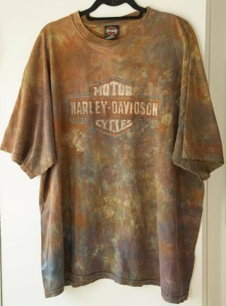 Vintage Harley Davidson Tie Dye T Shirt Big Moose Portland Maine Size 2xl