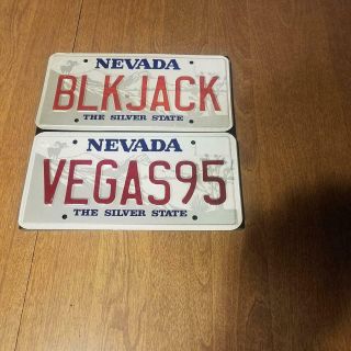 2 Nevada Las Vegas Souvenir License Plates Vegas95 Blkjack