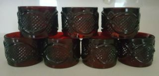 Set Of 7 Avon 1876 Cape Cod Ruby Red Napkin Rings