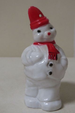 Vintage 1950s Irwin Hard Plastic Snowman Open Back Candy Holder Old Stock